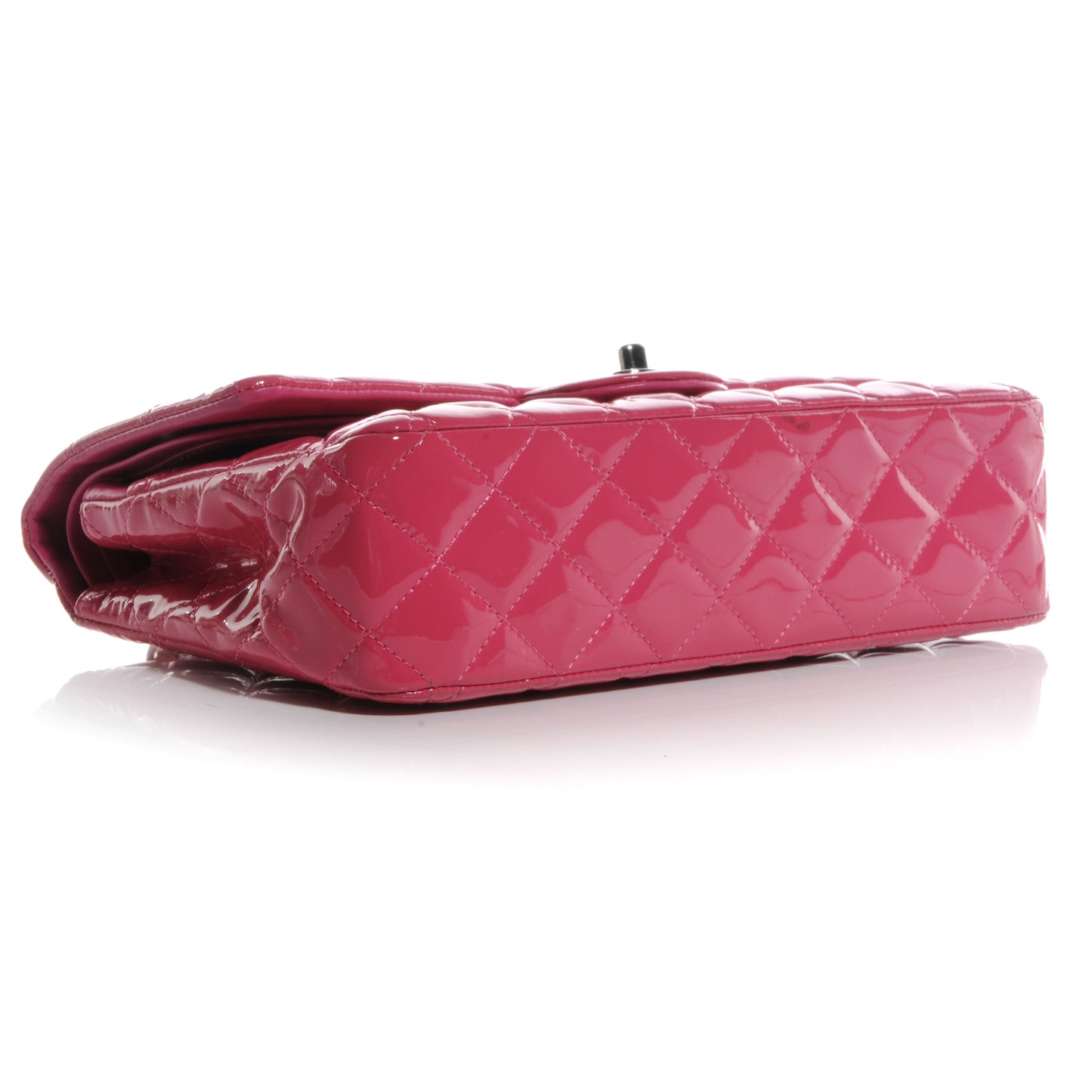 Patent Quilted Medium Double Flap Pink