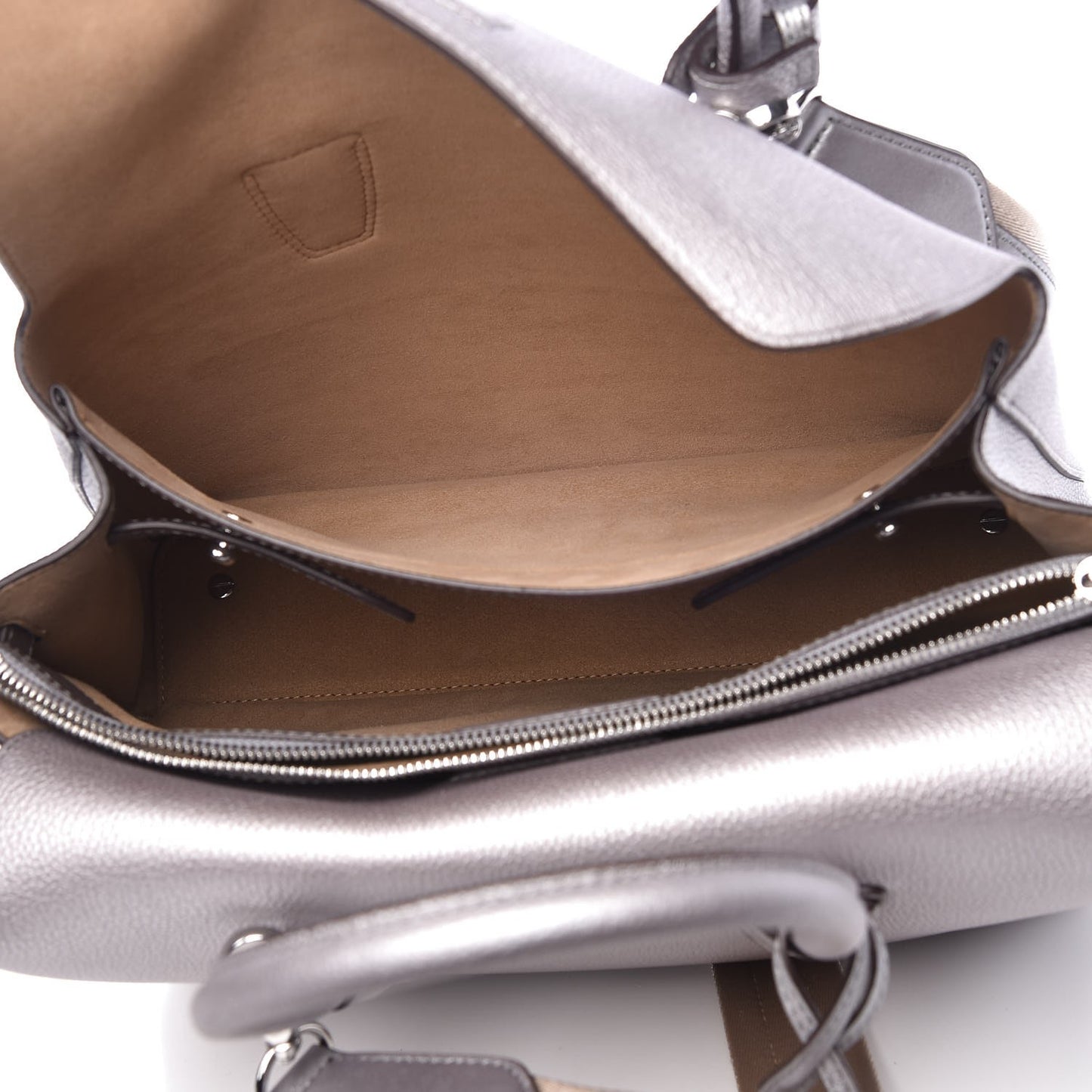 Metallic Grained Calfskin Medium Milla Tote Spike Silver