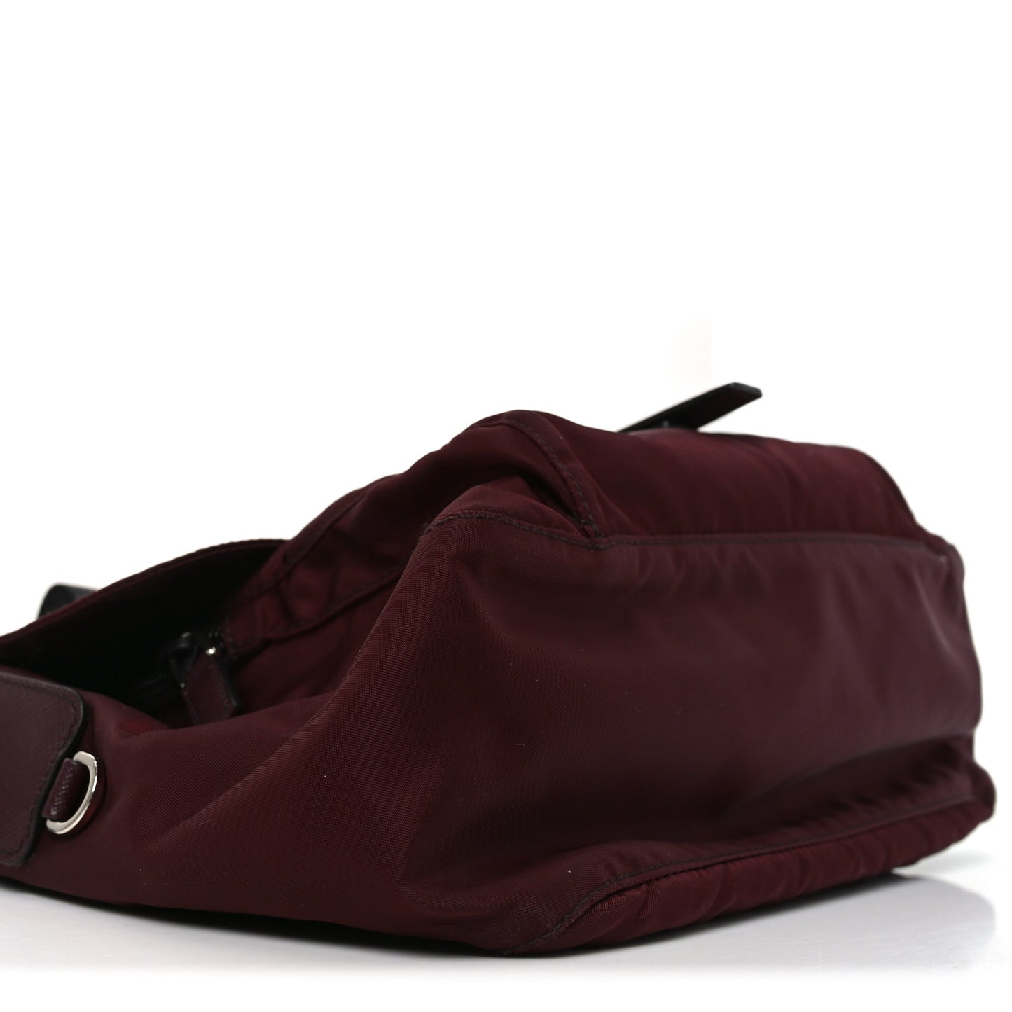 Nylon Vela Saffiano Single Buckle Messenger Shoulder Bag Bordeaux