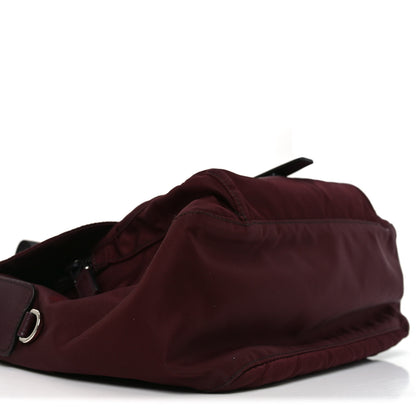 Prada Nylon Vela Saffiano Single Buckle Messenger Shoulder Bag Bordeaux 8 of 9