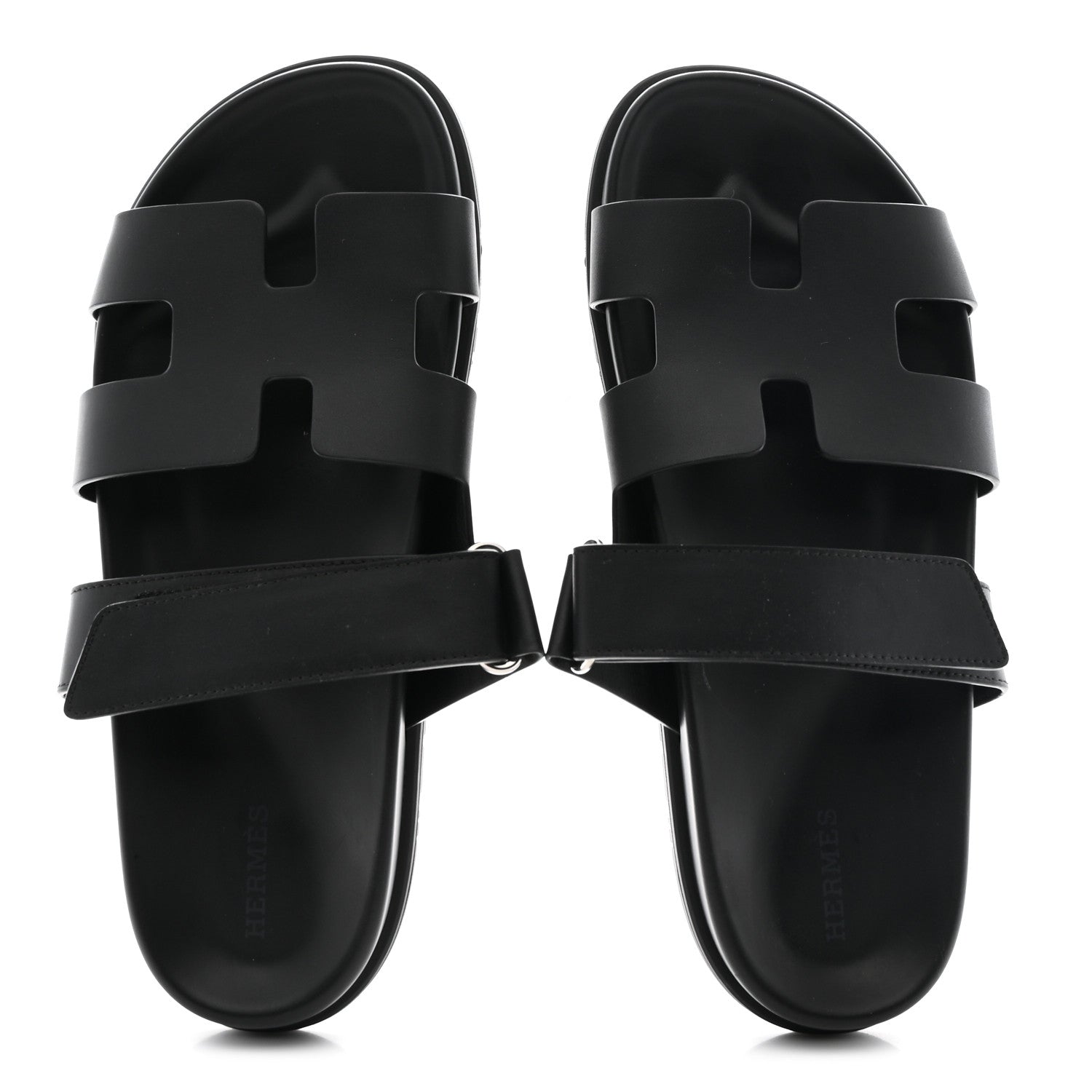 Hermes Calfskin Womens Chypre Sandals 40.5 Black 2 of 11