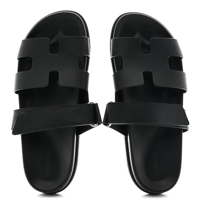 Hermes Calfskin Womens Chypre Sandals 40.5 Black 2 of 11