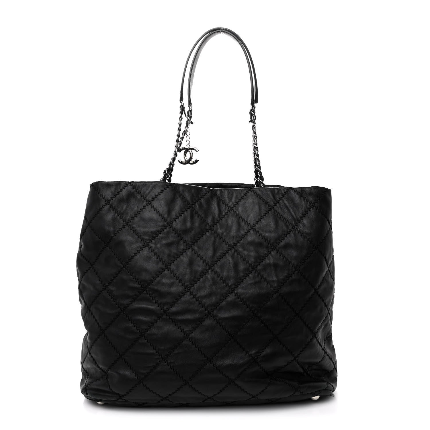 Chanel Lambskin Stitched Shopper Tote Black 1 of 13