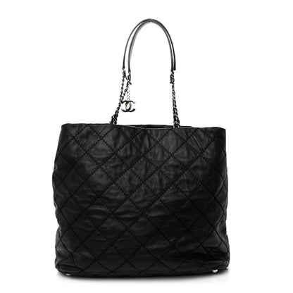 Chanel Lambskin Stitched Shopper Tote Black 1 of 13