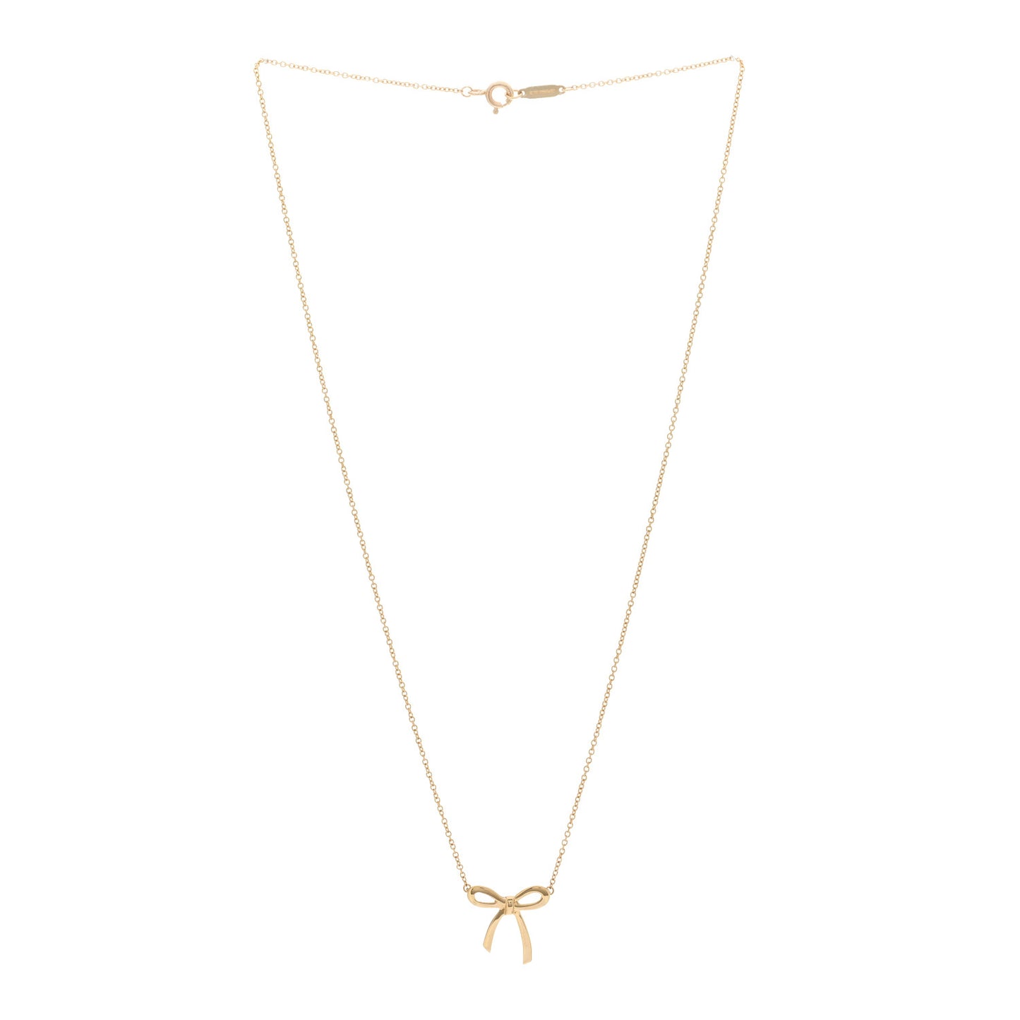 18K Yellow Gold Mini Bow Pendant Necklace