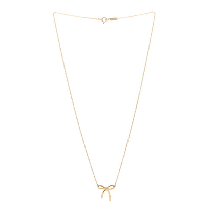 Tiffany 18K Yellow Gold Mini Bow Pendant Necklace 3 of 5