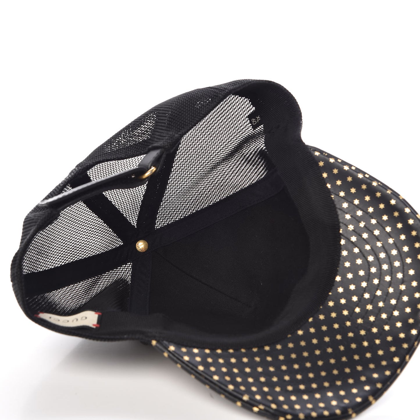 X SEGA Calfskin GUCCY Stars Baseball Hat XL Black Gold