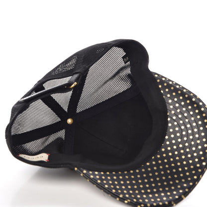 Gucci X SEGA Calfskin GUCCY Stars Baseball Hat XL Black Gold 5 of 7