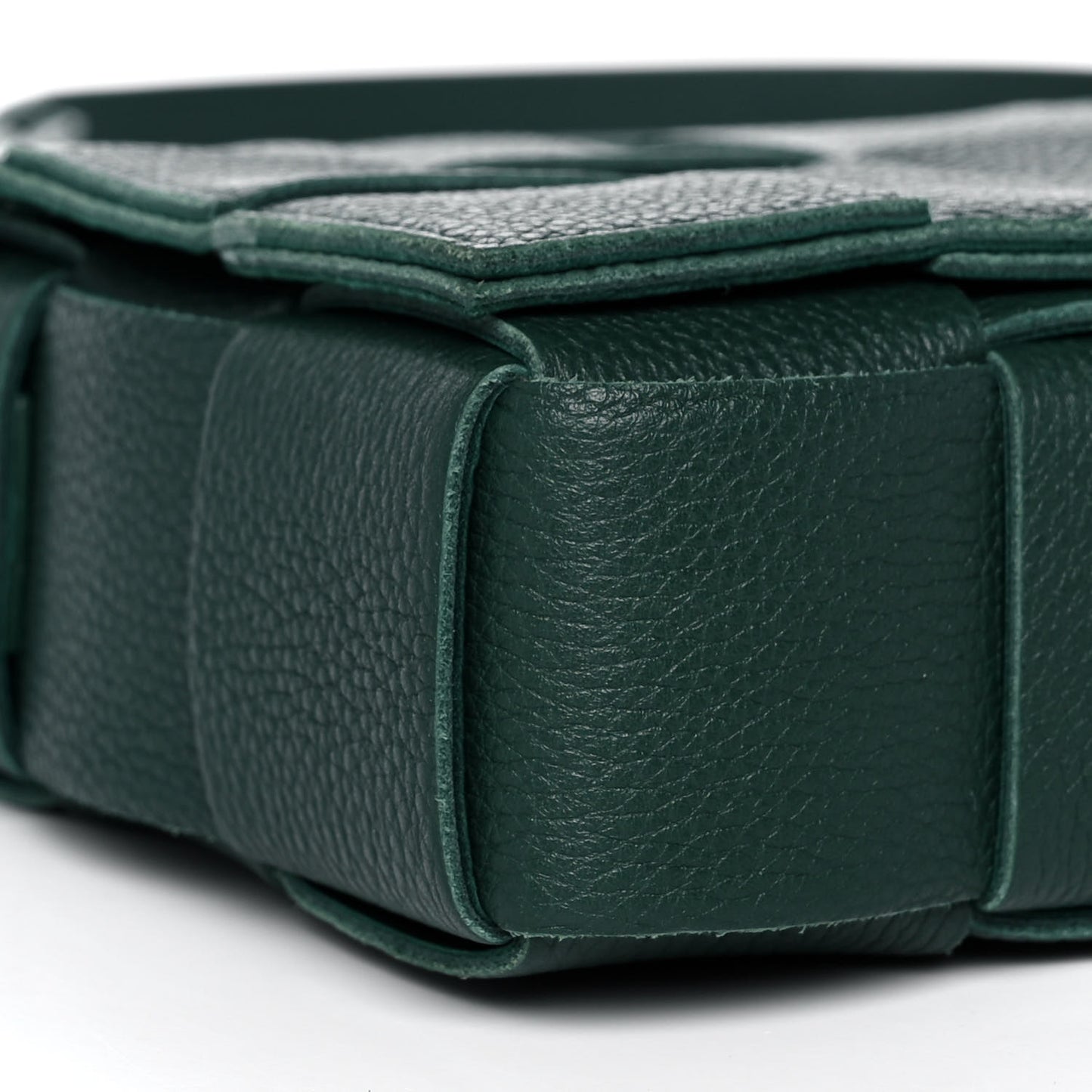Grained Calfskin Maxi Intrecciato Cassette Crossbody Bag Raintree Green