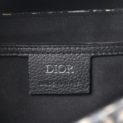 Christian Dior Oblique Jacquard Grained Calfskin Small Saddle Messenger Bag Beige Black 6 of 11