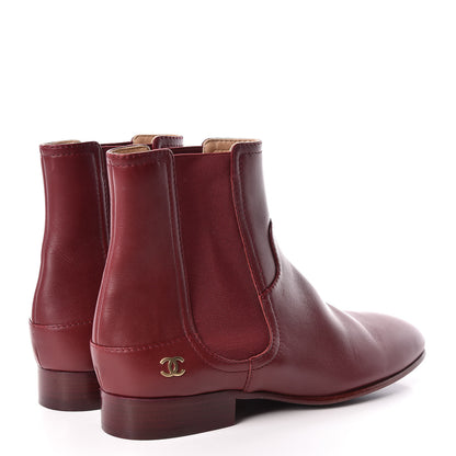 Chanel Calfskin Chelsea CC Short Boots 38 Bordeaux 4 of 9