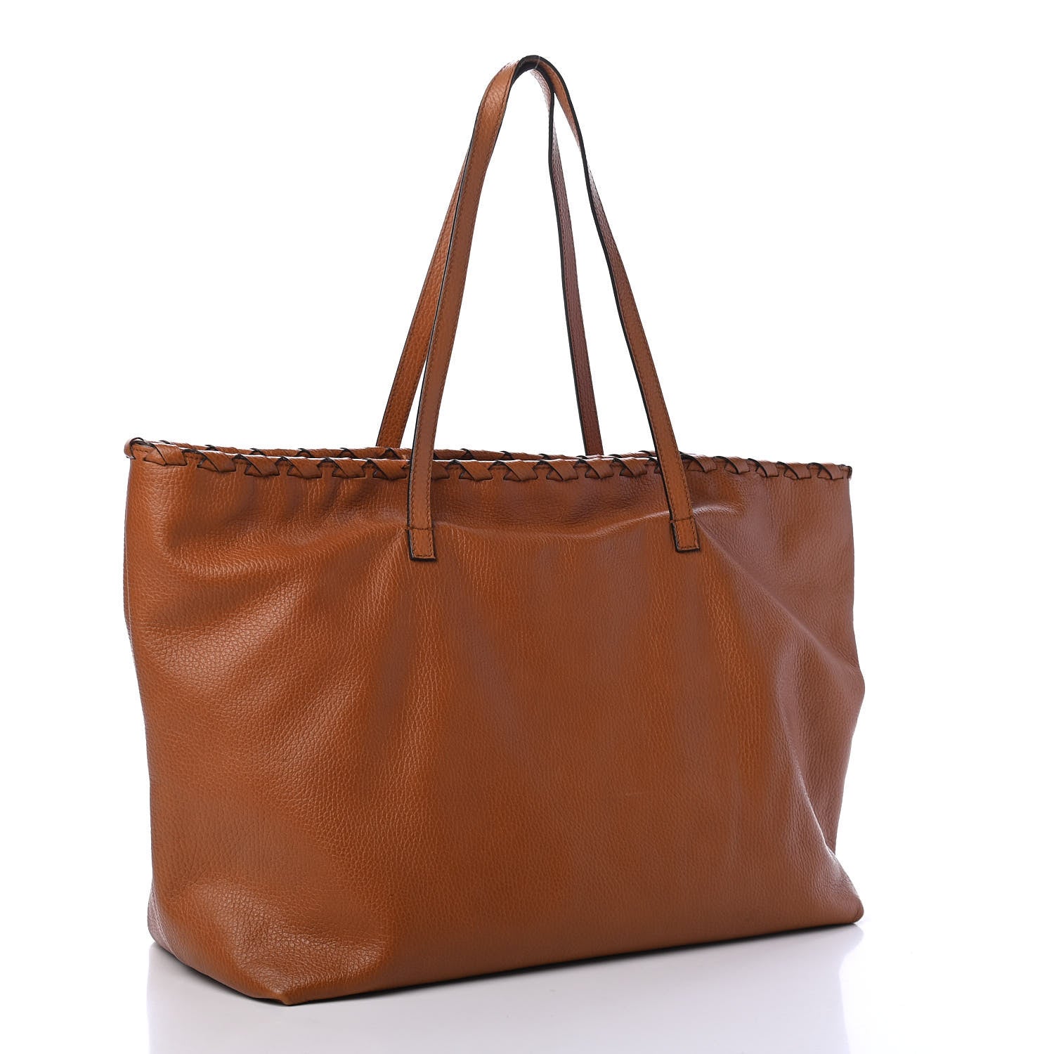 Gucci Pebbled Calfskin Large Bamboo Tassel Tote Brown 2 of 4