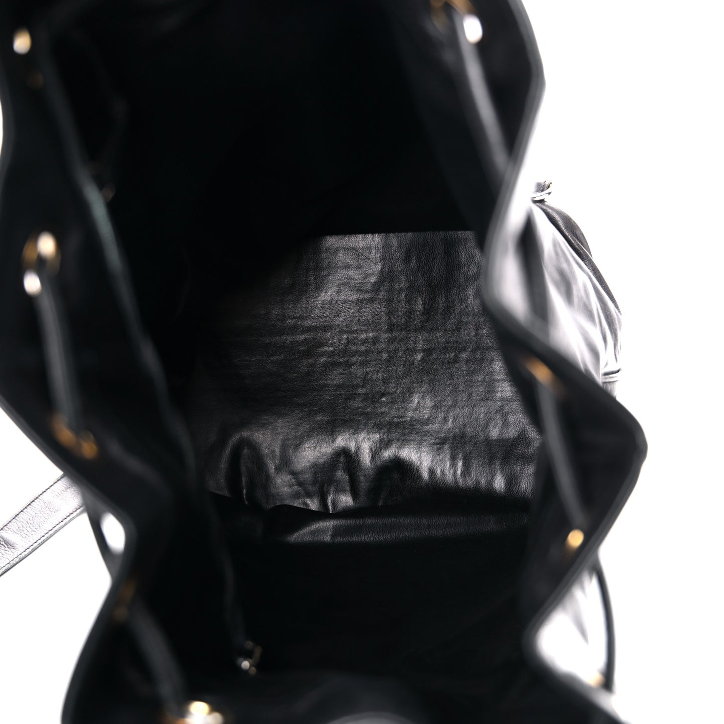 Lambskin Drawstring Sling Backpack Black