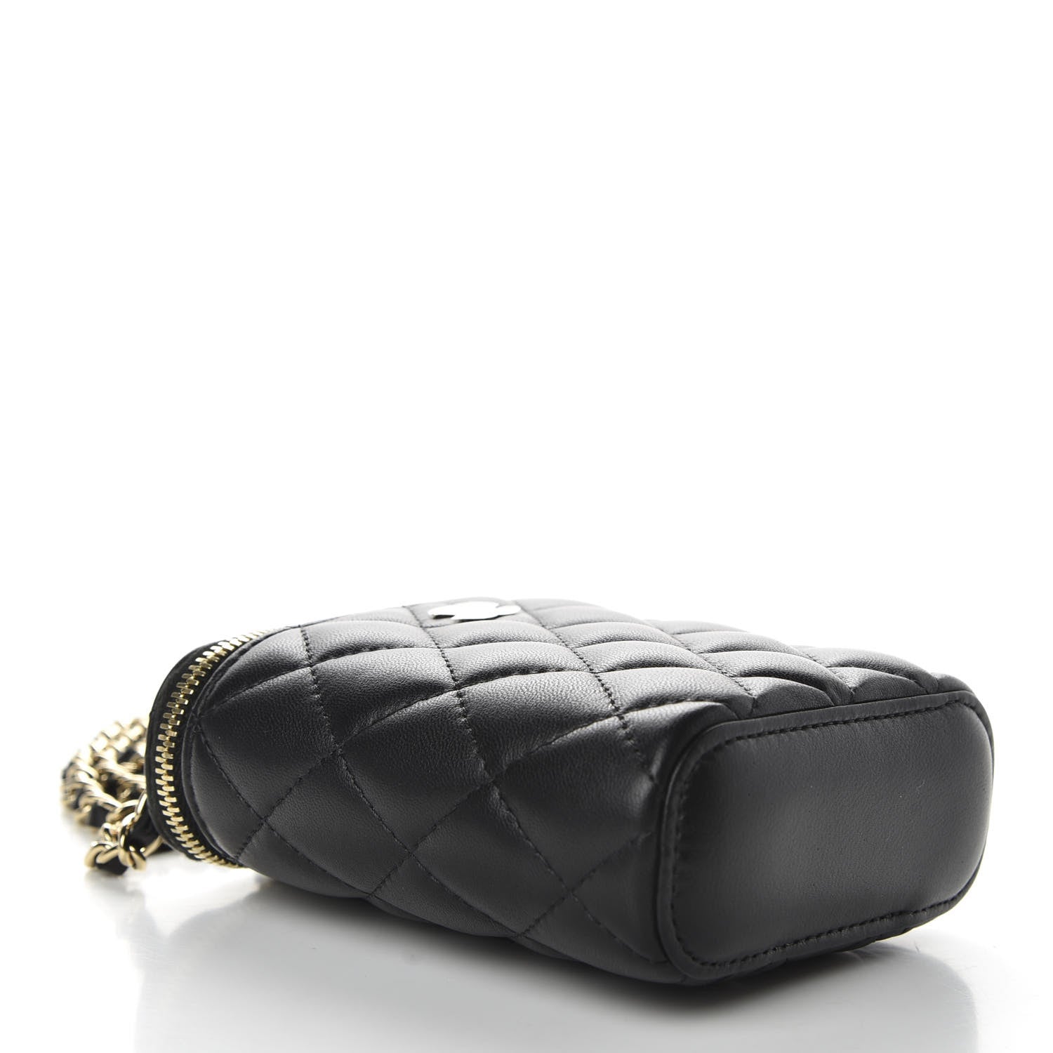 Chanel Lambskin Quilted Small Vertical Coco Beauty Vanity Case With Chain Black 4 of 9