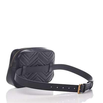 Gucci Calfskin Matelasse Mens GG Marmont Belt Bag 100 40 Black 3 of 9