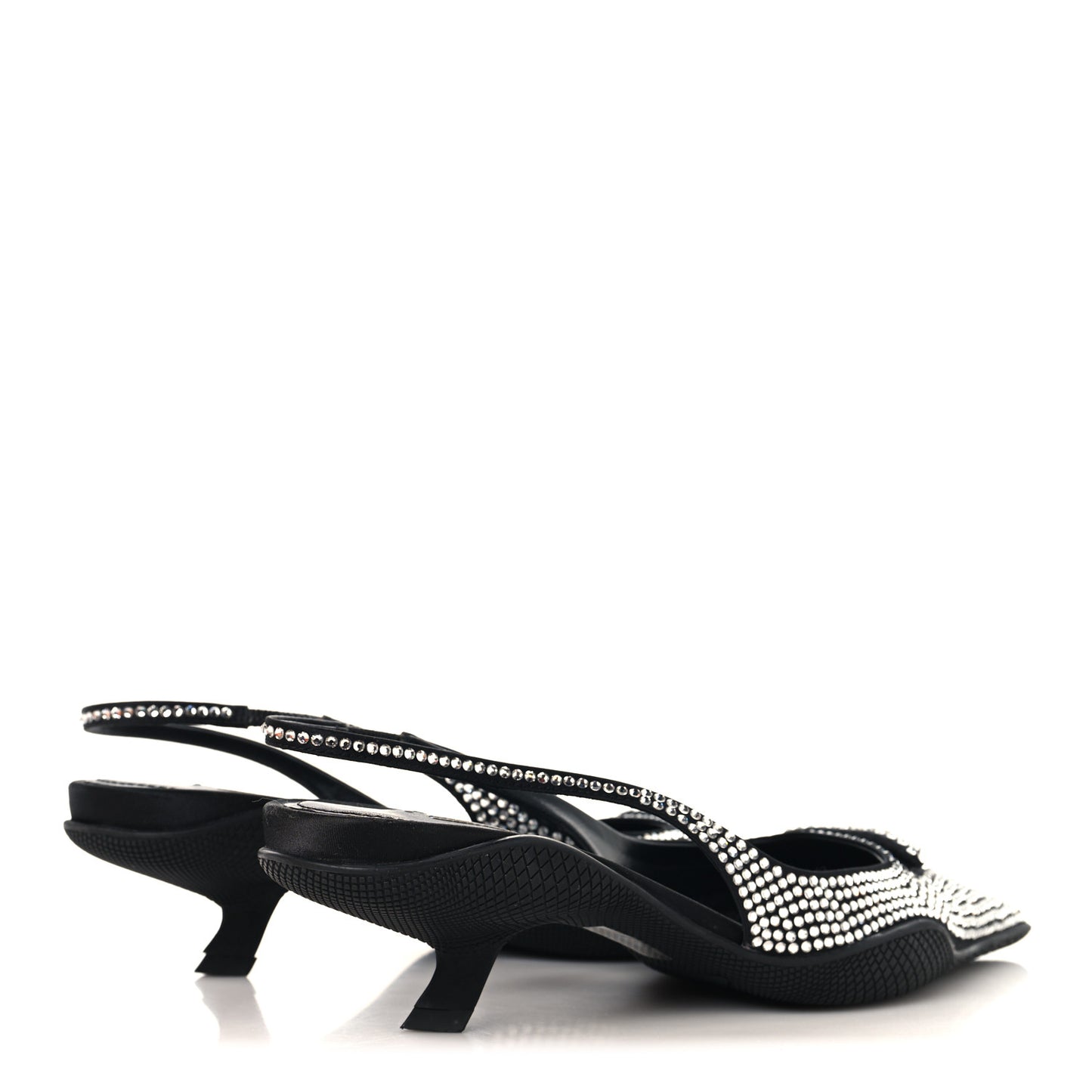 Satin Crystal Logo 45mm Slingback Pumps 38.5 Cristal