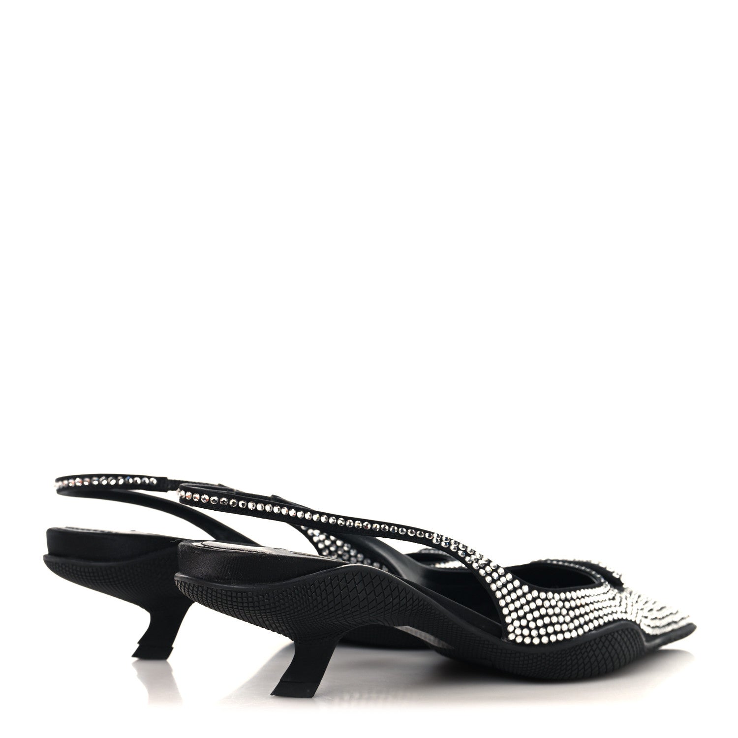 Prada Satin Crystal Logo 45mm Slingback Pumps 38.5 Cristal 5 of 11