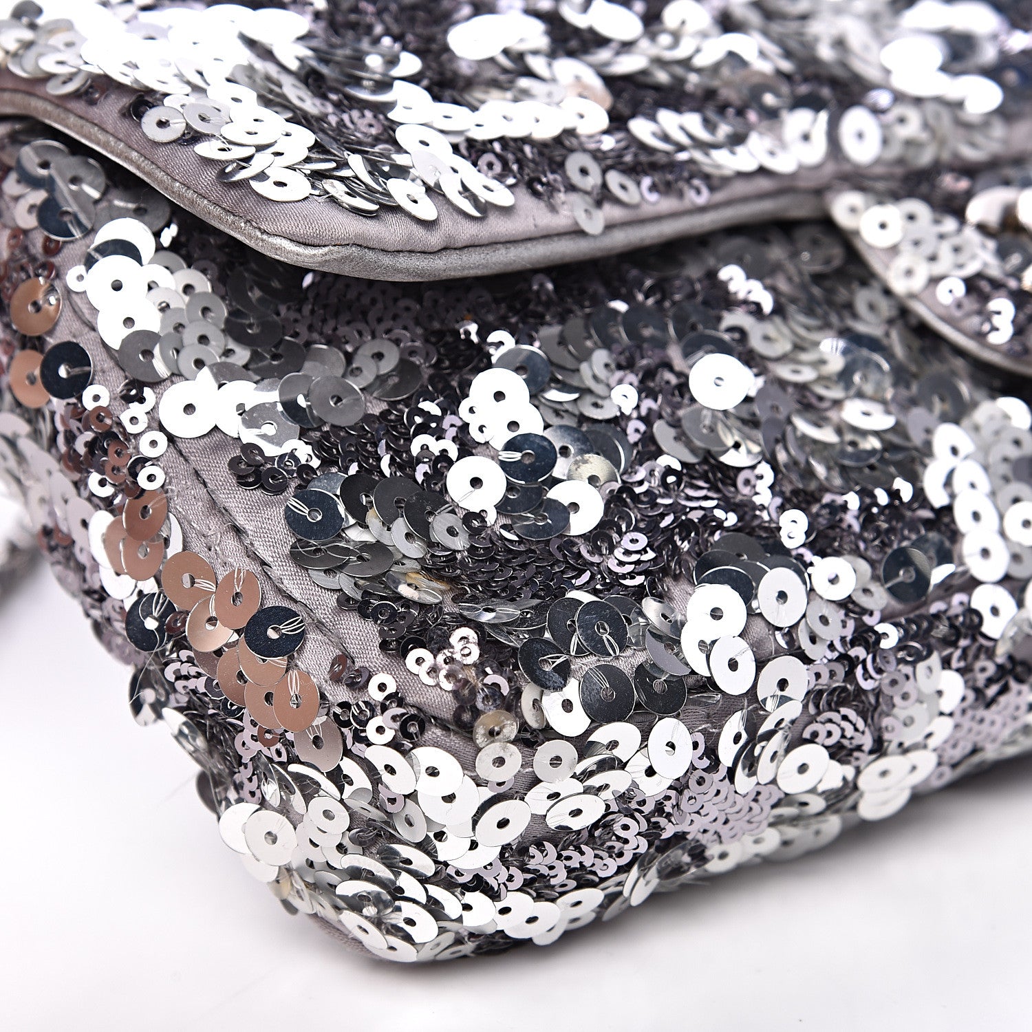 Chanel Sequin Medium Single Flap Silver 8 of 14