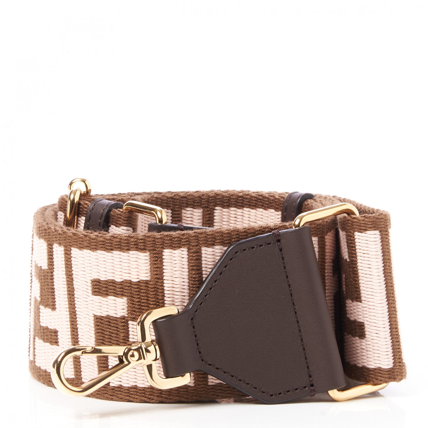 Ribbon Vitello Century FF 1974 Embroidered Adjustable Strap You Fango Rosa Confetto Chocolate