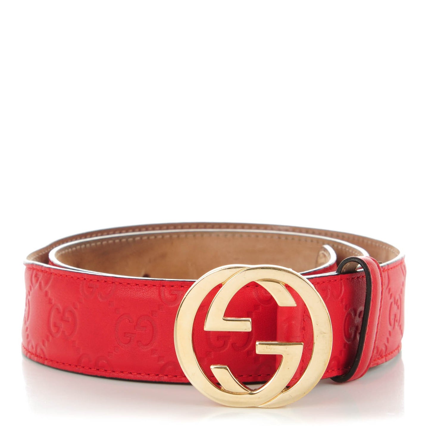 Guccissima Signature Interlocking G 37mm Belt 80 32 Rosso