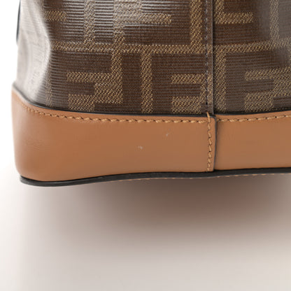 Fendi Glazed Fabric Vitello Grace F is Fendi FF 1974 Stamp Patch Grande Mon Tresor Bucket Bag Mogano Panna Nocciola 11 of 11