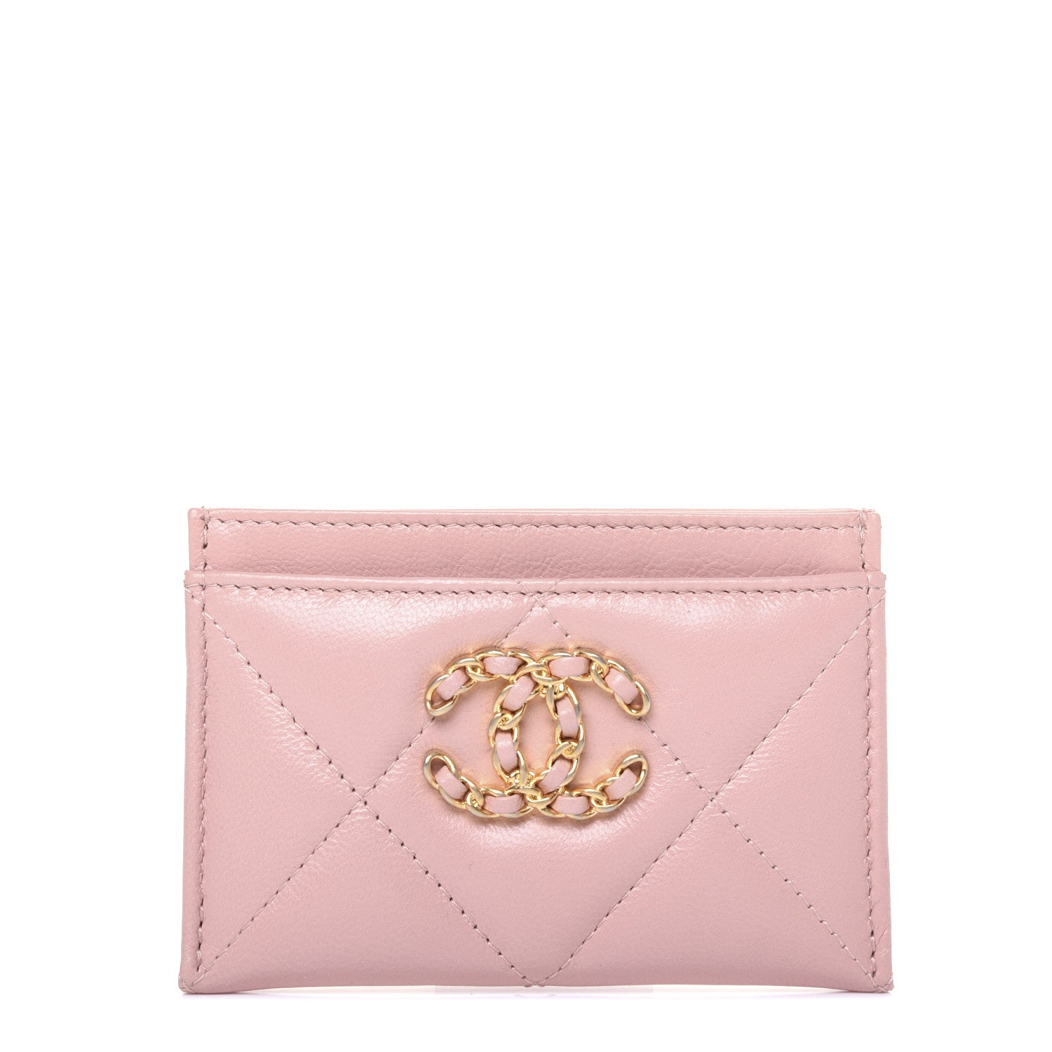 Chanel Shiny Goatskin Quilted 19 Card Holder Light Pink 1 of 9