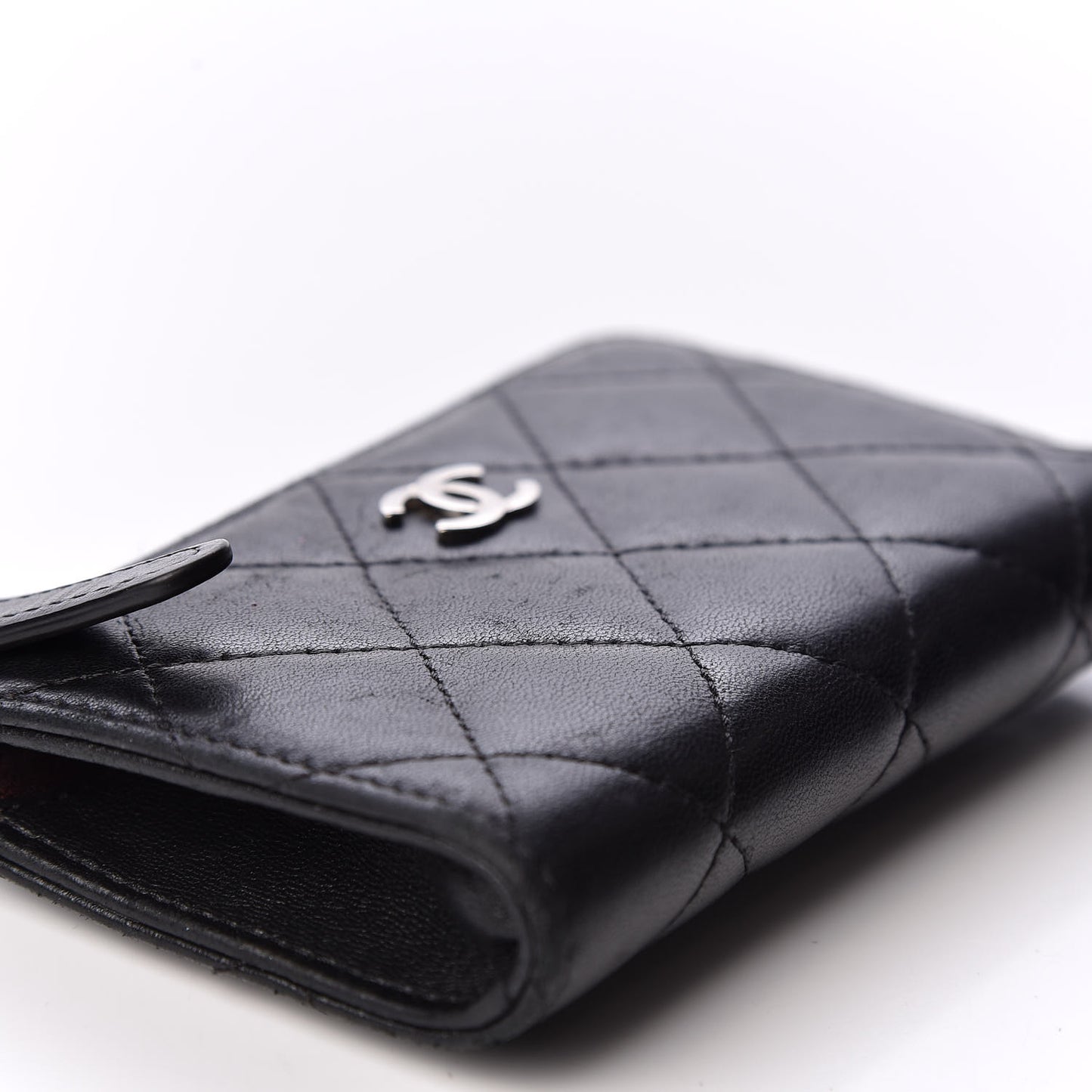 Lambskin Quilted Key Holder Case Black