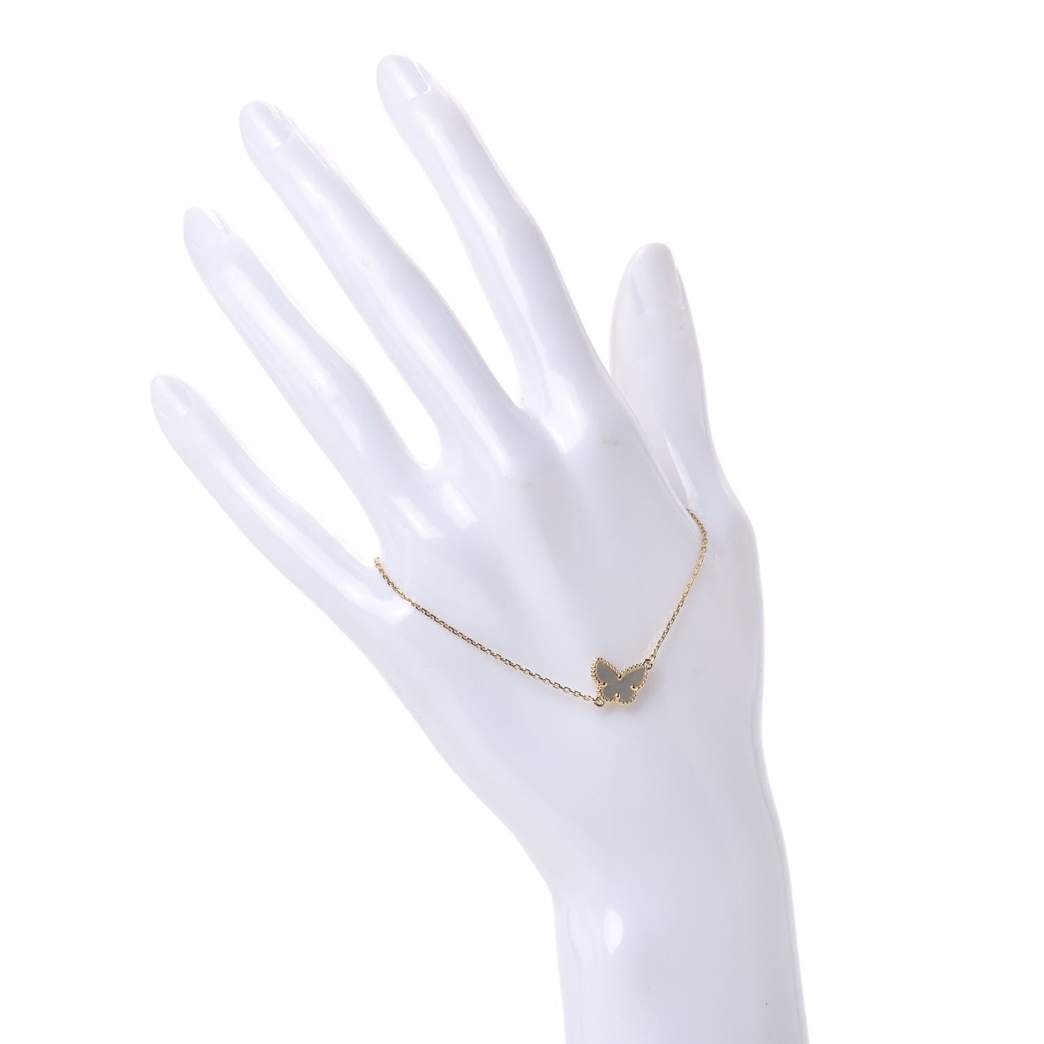 Van Cleef & Arpels 18K Yellow Gold Mother of Pearl Sweet Alhambra Butterfly Bracelet 2 of 6