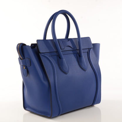 Celine Drummed Calfskin Mini Luggage Indigo 3 of 8