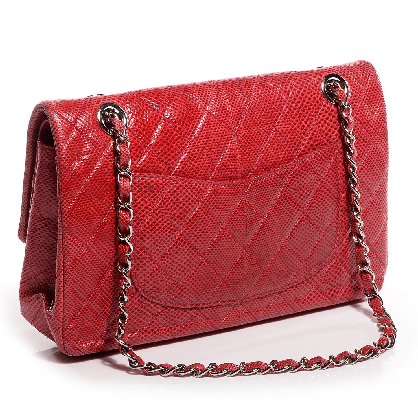 Lizard Quilted Medium Double Flap Red
