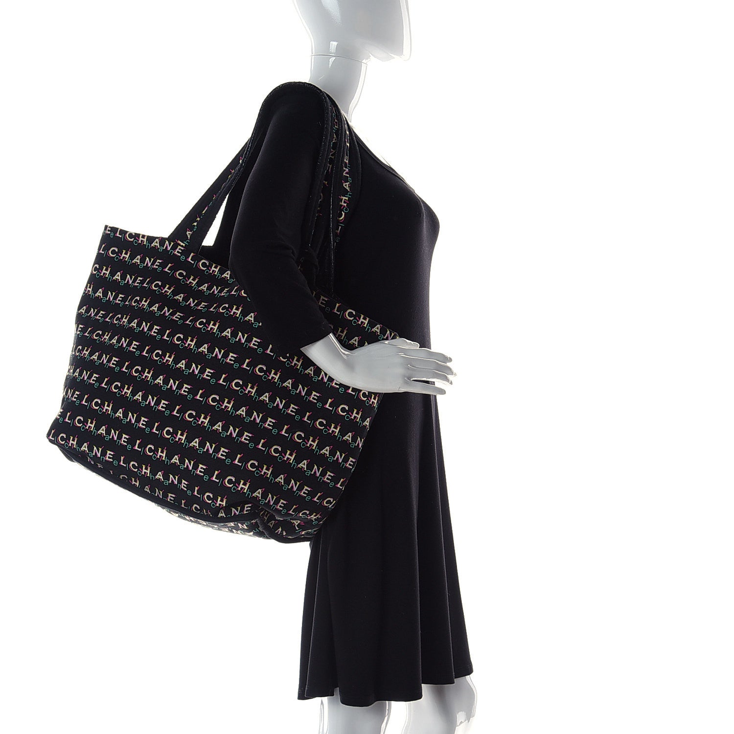 Chanel Terry Cloth Cotton Reversible Beach Tote Black 4 of 15