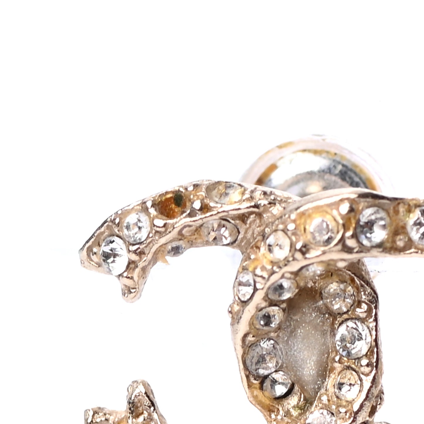 Crystal Twisted CC Earrings Gold