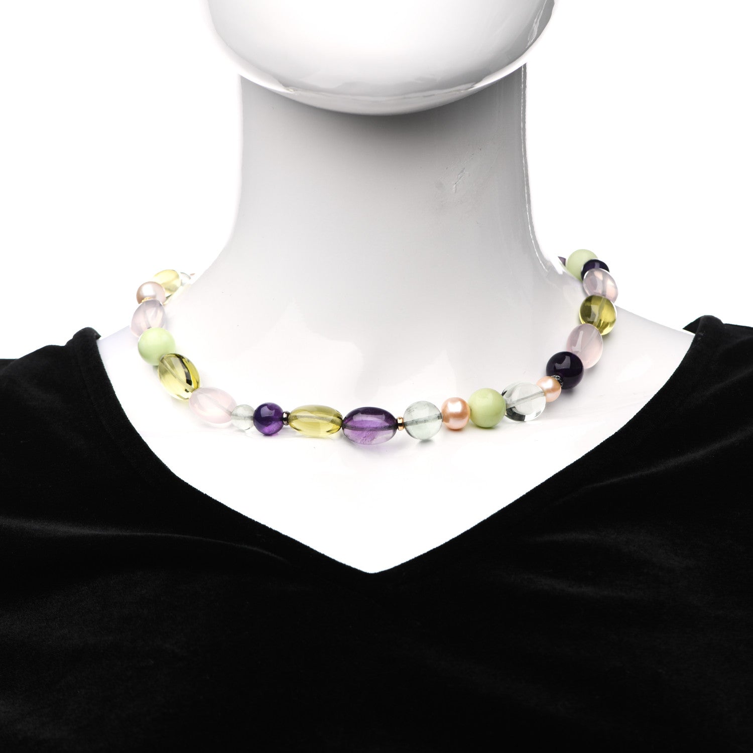 David Yurman Sterling Silver 18K Yellow Gold Diamond Multi Gemstone Quatrefoil Necklace 2 of 4