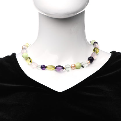 David Yurman Sterling Silver 18K Yellow Gold Diamond Multi Gemstone Quatrefoil Necklace 2 of 4