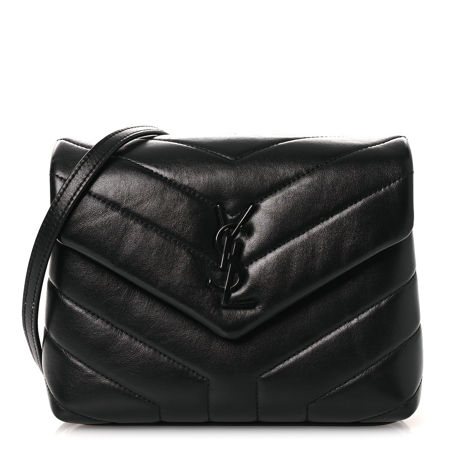 Saint Laurent Calfskin Y Quilted Monogram Monochrome Toy Loulou Crossbody Bag Black 1 of 12