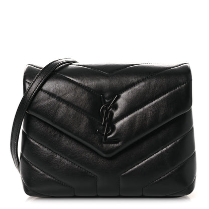 Saint Laurent Calfskin Y Quilted Monogram Monochrome Toy Loulou Crossbody Bag Black 1 of 12