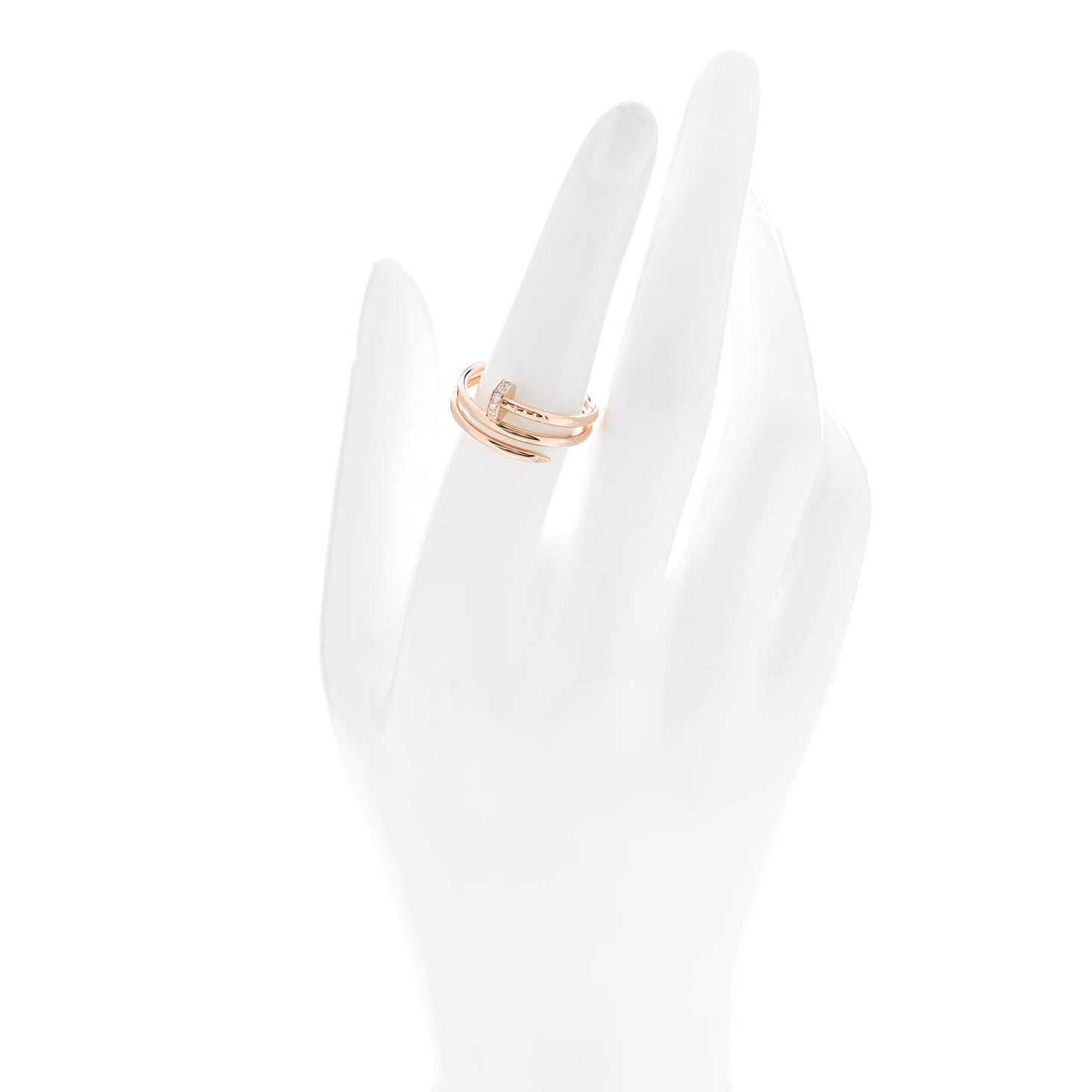 18K Pink Gold Diamond Double Juste Un Clou Ring 54 6.75
