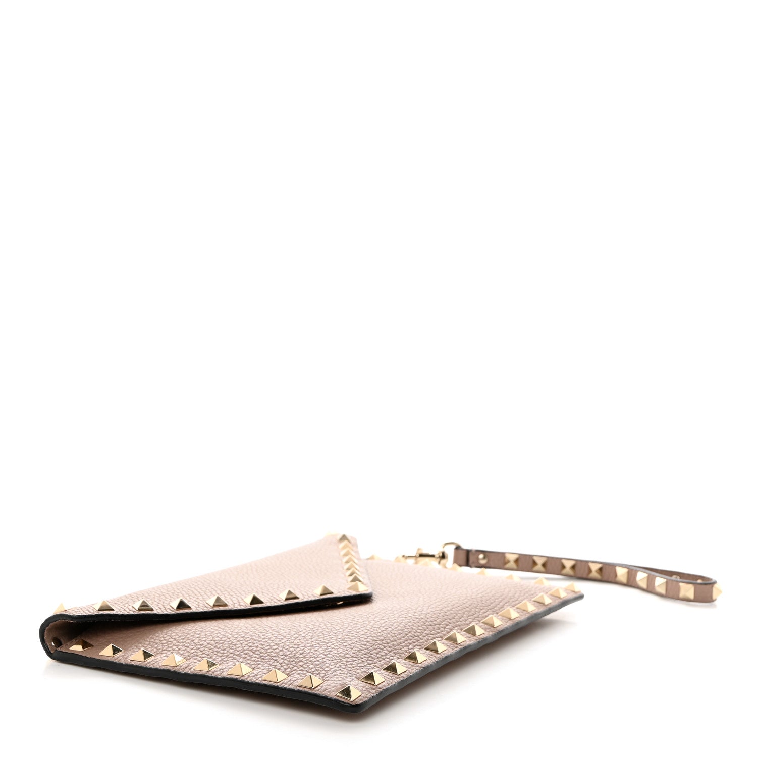 Valentino Garavani Pebbled Calfskin Medium Rockstud Envelope Flat Wristlet Pouch Poudre 4 of 7