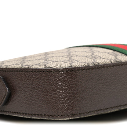 Gucci GG Supreme Monogram Textured Dollar Calfskin Web Ophidia Wristlet Shoulder Bag Beige Ebony New Acero 9 of 10