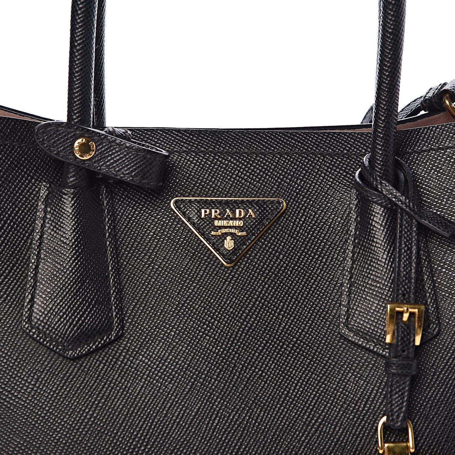 Prada Saffiano Cuir Small Double Bag Black Mughetto 11 of 11