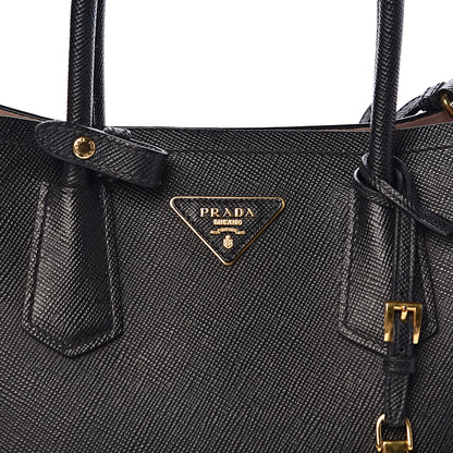 Prada Saffiano Cuir Small Double Bag Black Mughetto 11 of 11