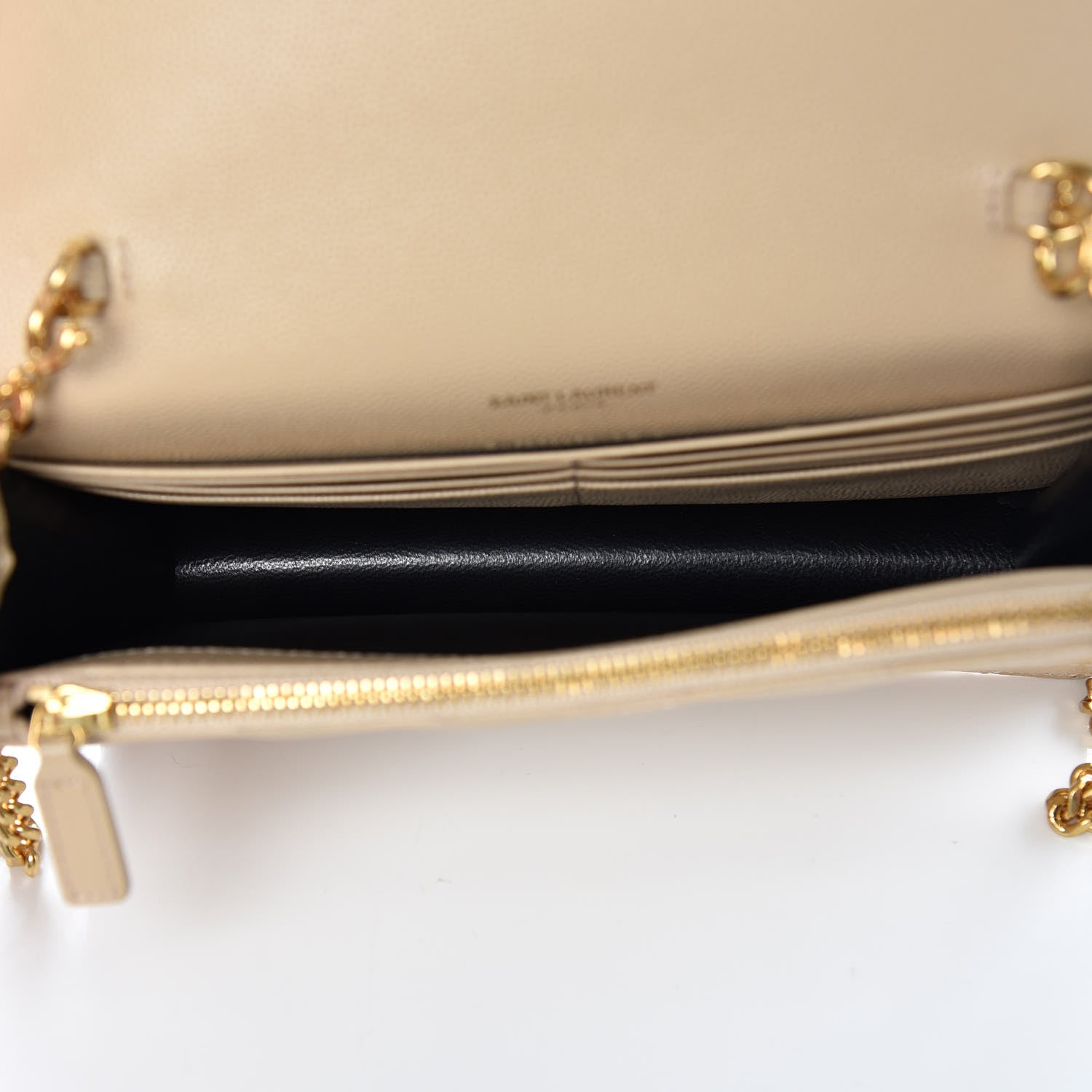 Saint Laurent Grain De Poudre Matelasse Chevron Monogram Envelope Chain Wallet Nude Powder 5 of 6