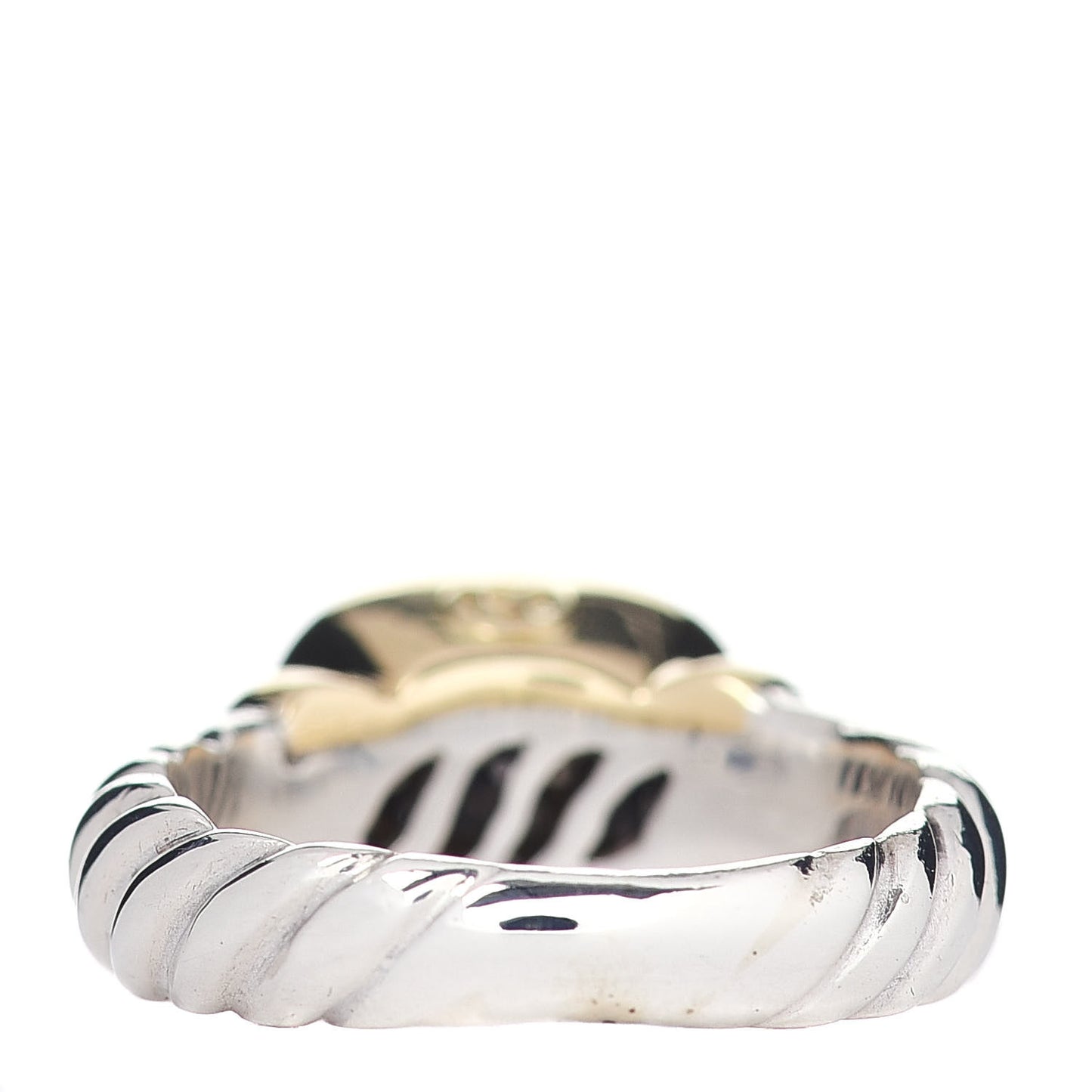 Sterling Silver 18K Yellow Gold Diamond 10mm Noblesse Ring 53 6.5