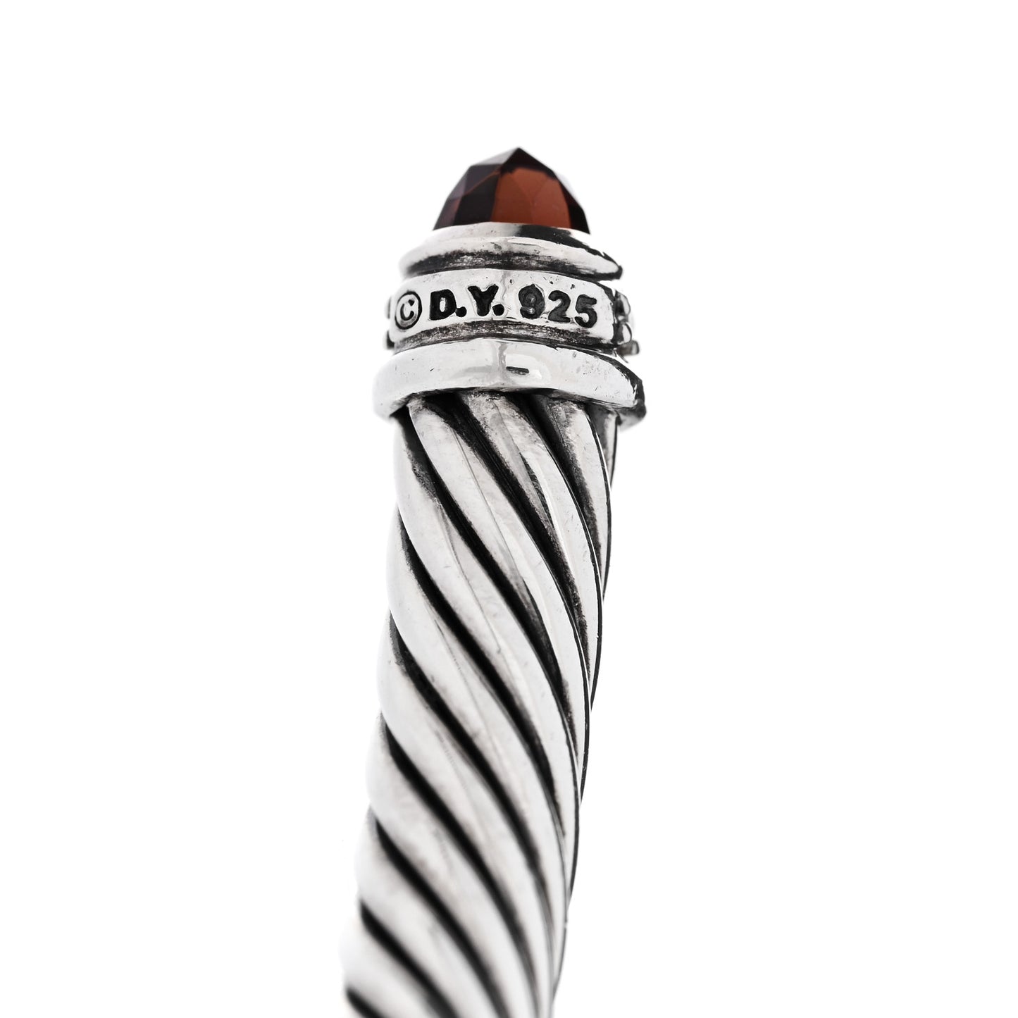 Sterling Silver Diamond Garnet 5mm Cable Classics Bracelet