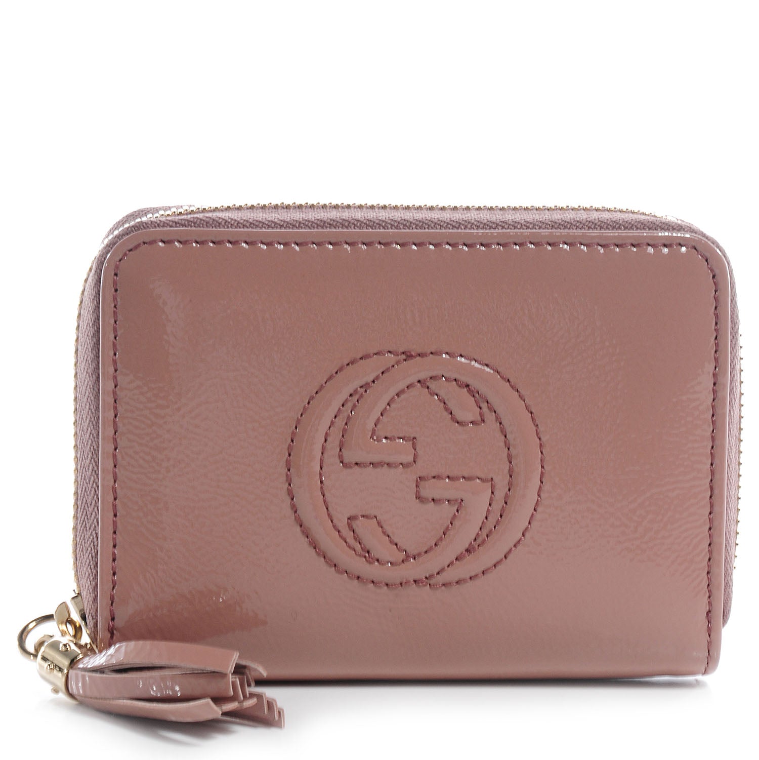 Gucci Patent Soho Compact Disco Zip Around Wallet Dark Cipria 1 of 8