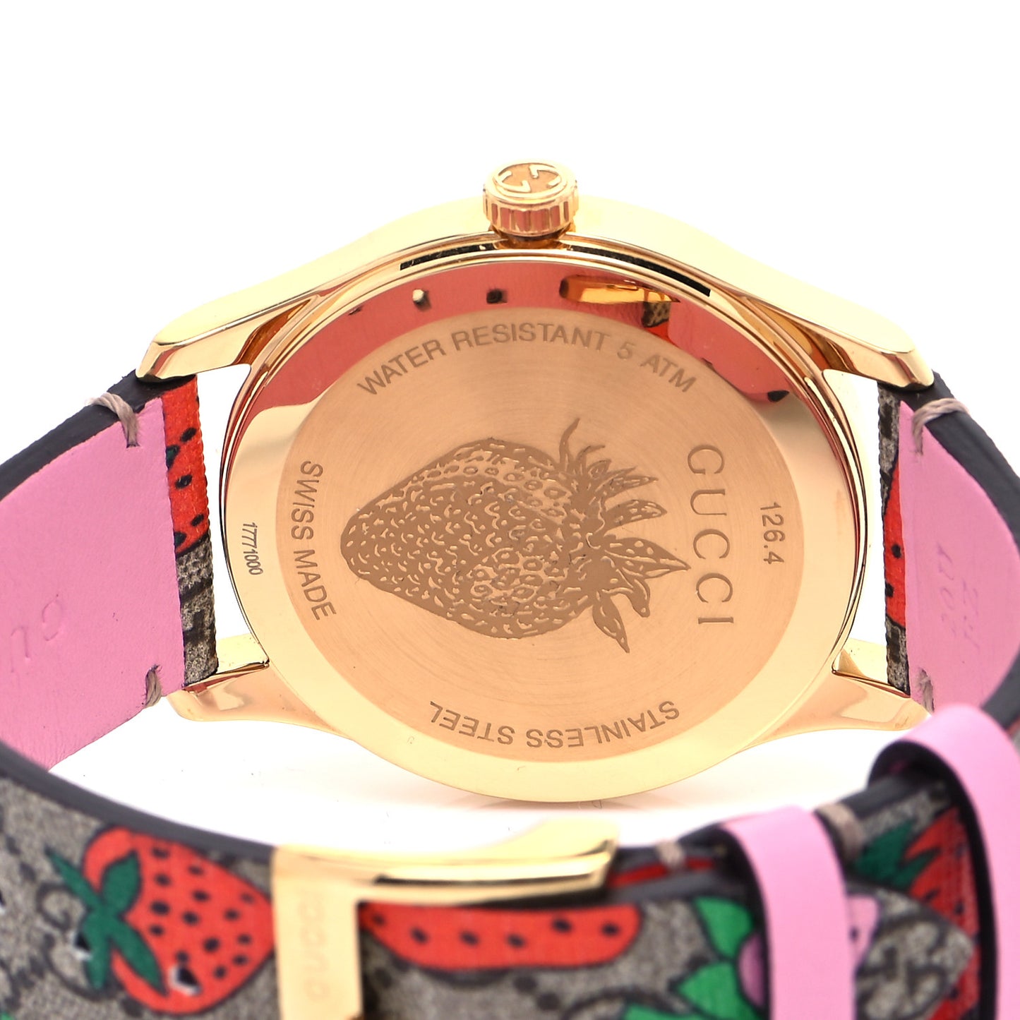 Stainless Steel Canvas 38mm G-Timeless GG Supreme Strawberry Quartz Watch Brown