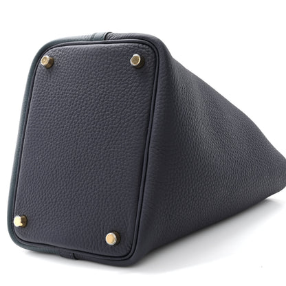 Hermes Taurillon Clemence Casaque Picotin Lock 18 PM Bleu Nuit Vert Bosphore 10 of 11