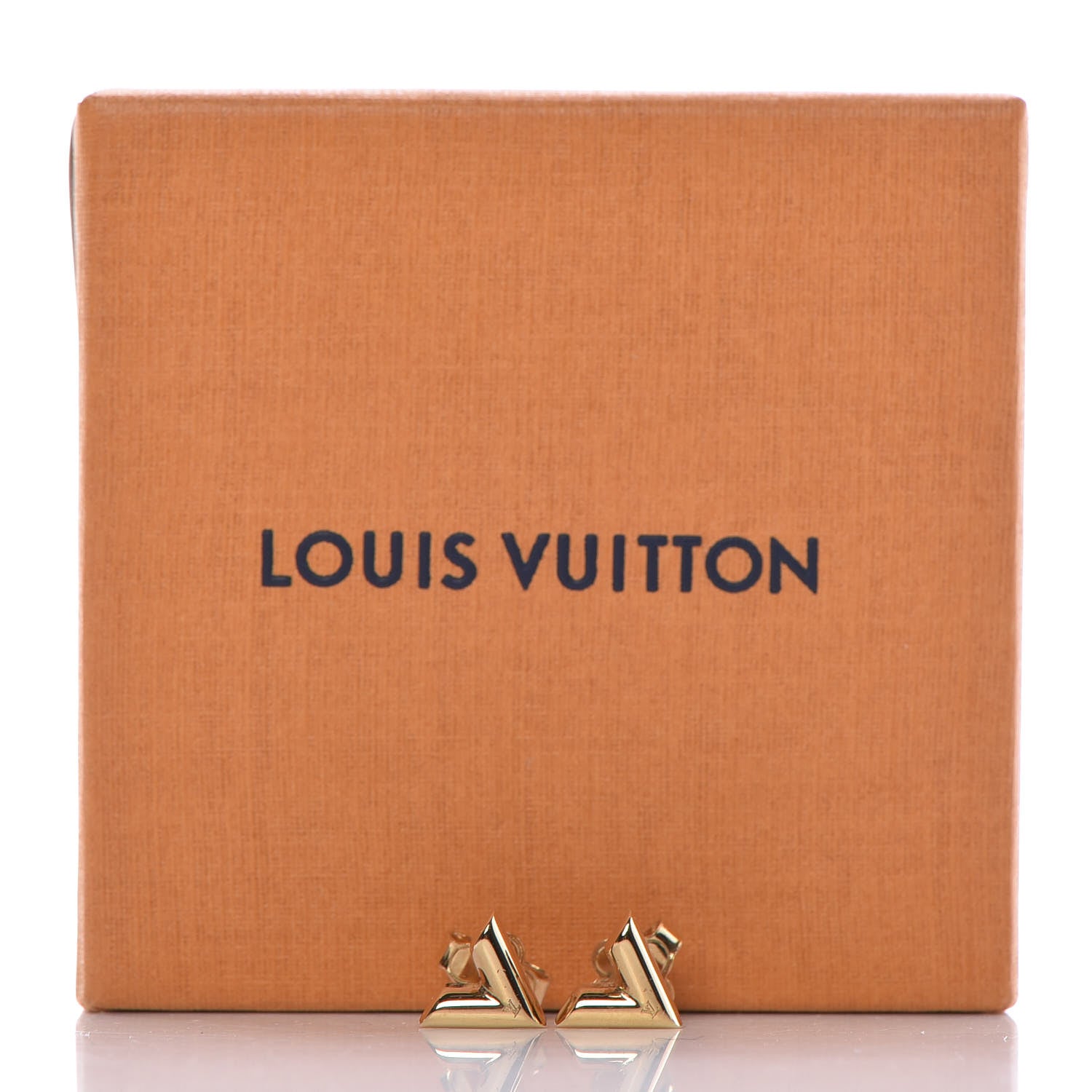 Louis Vuitton Brass Essential V Stud Earrings Gold 4 of 4
