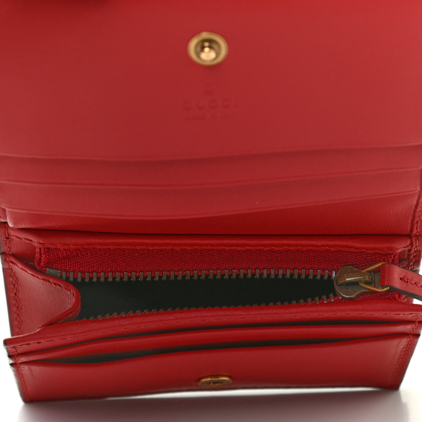 GG Supreme Monogram Cherry Embellished Card Case Wallet Hibiscus Red
