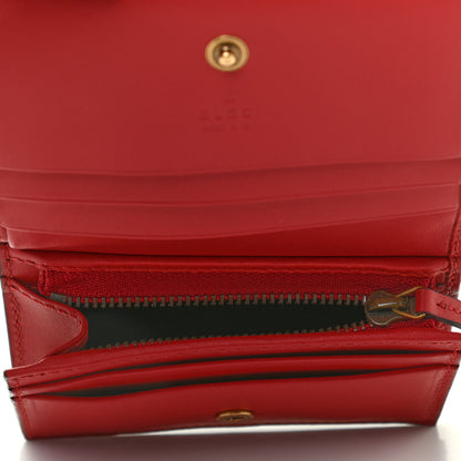 Gucci GG Supreme Monogram Cherry Embellished Card Case Wallet Hibiscus Red 5 of 7